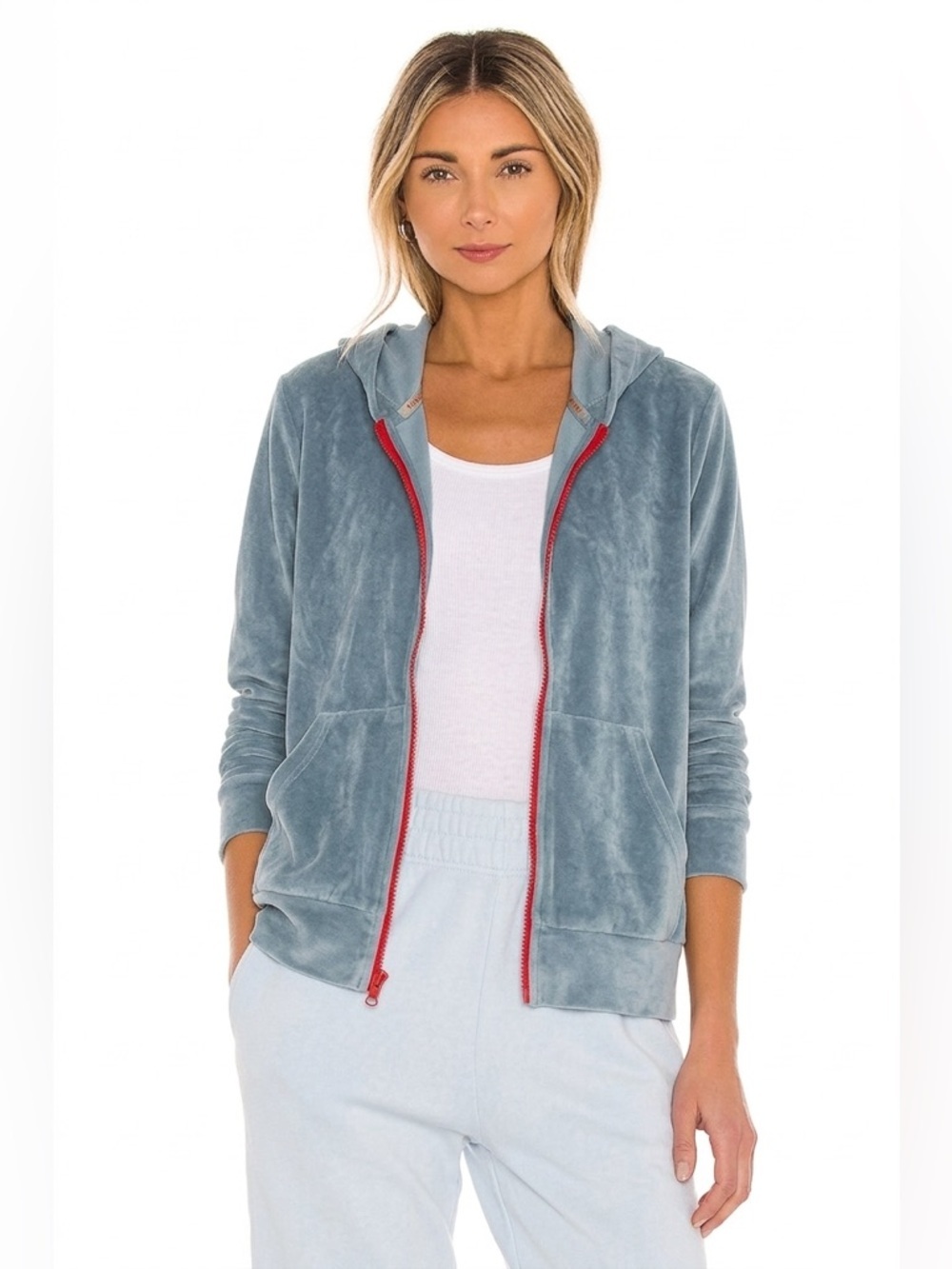 SUNDRY Velour Full Zip Hoodie L